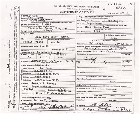 death certificate in maryland